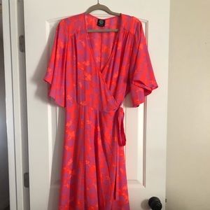Bright pink and orange floral dress